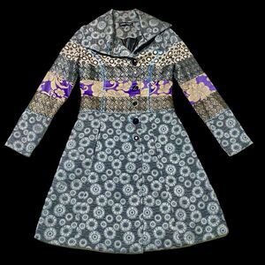 Tapestry Jacquard Patchwork Jacket Coat Boho French S Vtg Unique Y2K  60’s  Art